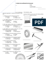 T.L.E. 7 - Drafting Tools and Materials Post Assessment Name: - Score: Date: - Level & Section
