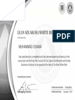 Official Certification Issued Lean Six Sigma White Belt Certification