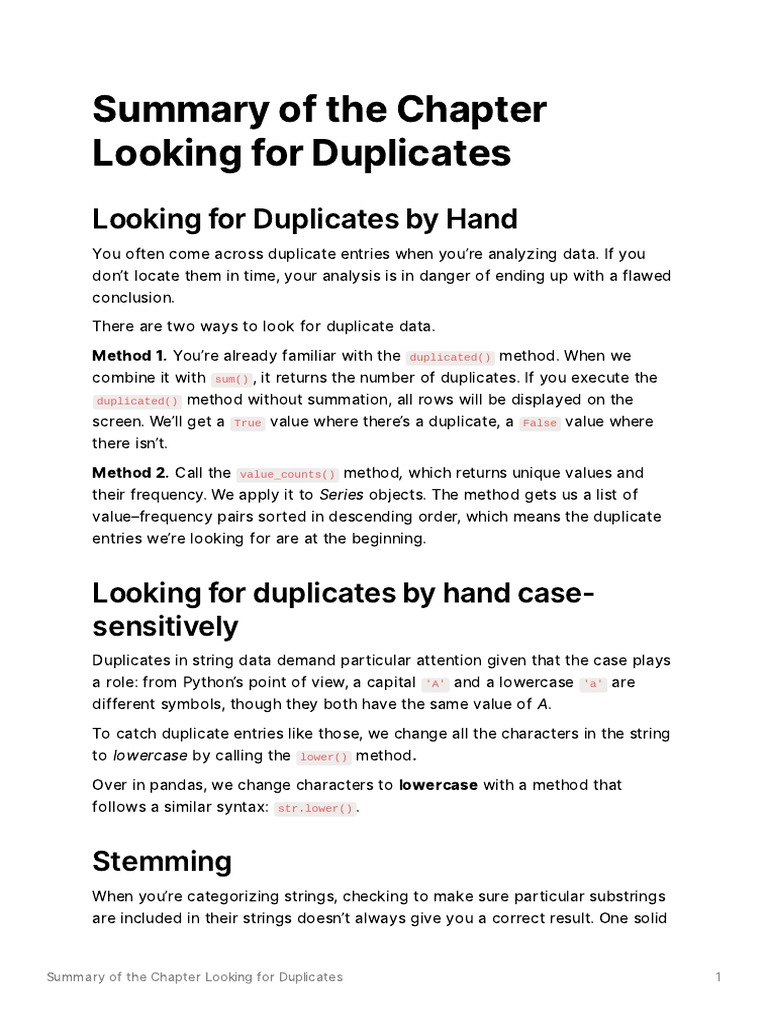 Finding Duplicates in Python Pandas | PDF | Part Of Speech | Word