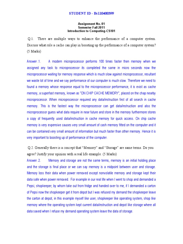 Role of Cache in Computer Performance | PDF | Cache (Computing ...
