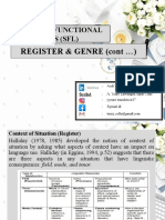 Systemic Functional Linguistics: Register & Genre (Ii)