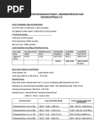 Technology Park Development Project, Islamabad Electrical Load Estimation (Phase-1-1)