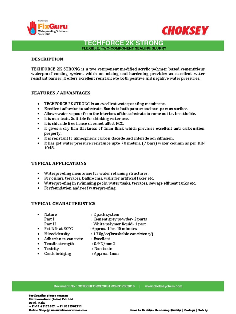 Techforce 2k Strong Pdf Pdf Water Concrete