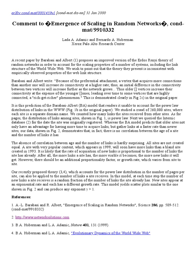 Emergence Of Scaling In Random Networks
