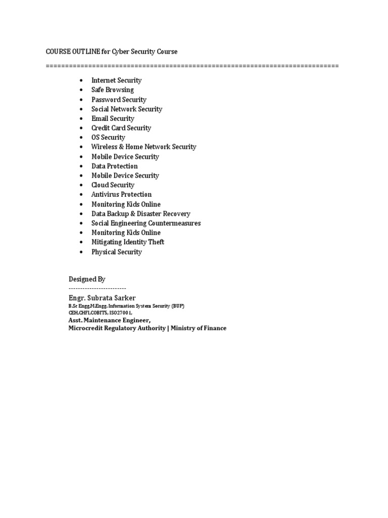 Cyber Security Course Content | PDF