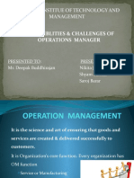 Medicaps Institue of Technology and Management: Responsiblities & Challenges of Operations Manager