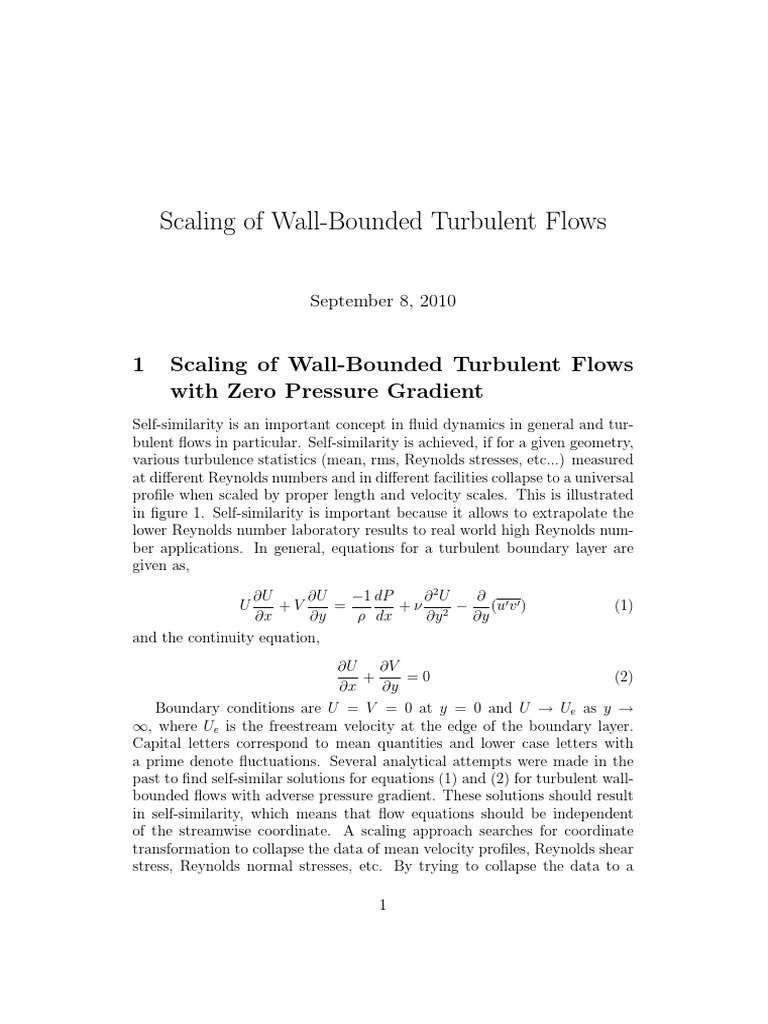 Scaling Wall-Bounded Turbulent Flows | PDF | Boundary Layer | Turbulence