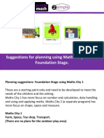 Suggestions For Planning Using Maths City 1 in The Foundation Stage