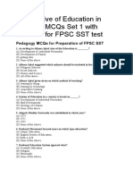 Perspective of Education in Pakistan MCQs Set 1 With Answers For FPSC SST Test