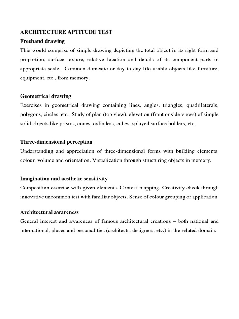 ARCHITECTURE APTITUDE TEST SYLLABUS visual data 5