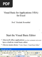 Visual Basic For Applications (VBA) For Excel: Prof. Yitzchak Rosenthal