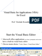 Visual Basic For Applications (VBA) For Excel: Prof. Yitzchak Rosenthal
