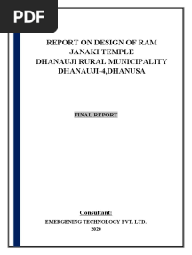 Report On Design of Ram Janaki Temple Dhanauji Rural Municipality Dhanauji-4, Dhanusa