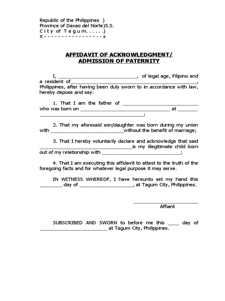 Acknowledging Paternity and Legitimizing a Child Through Marriage PDF