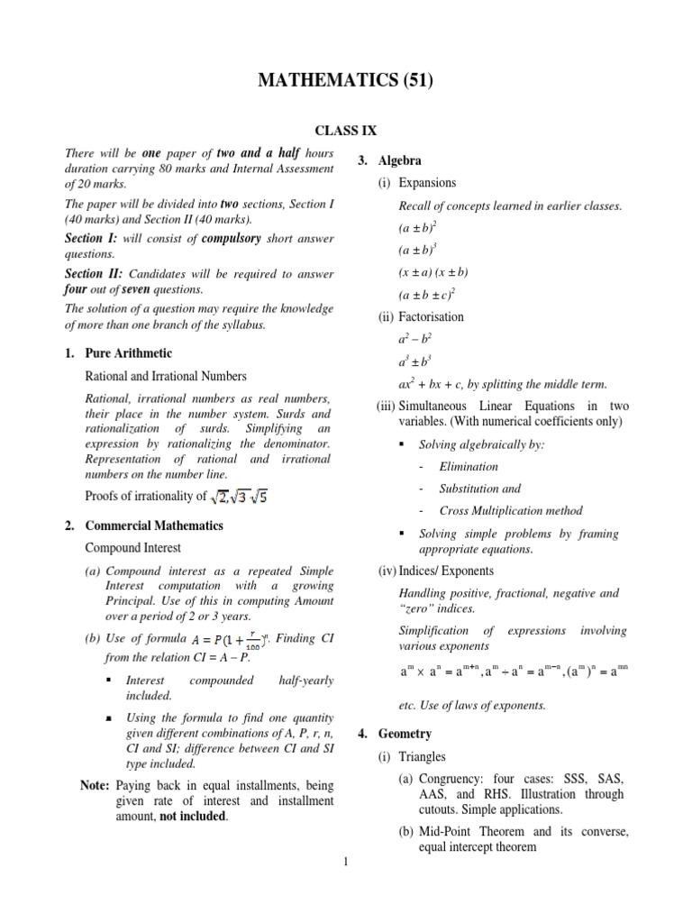 Mathematics (51) : Class Ix | PDF | Trigonometric Functions | Area