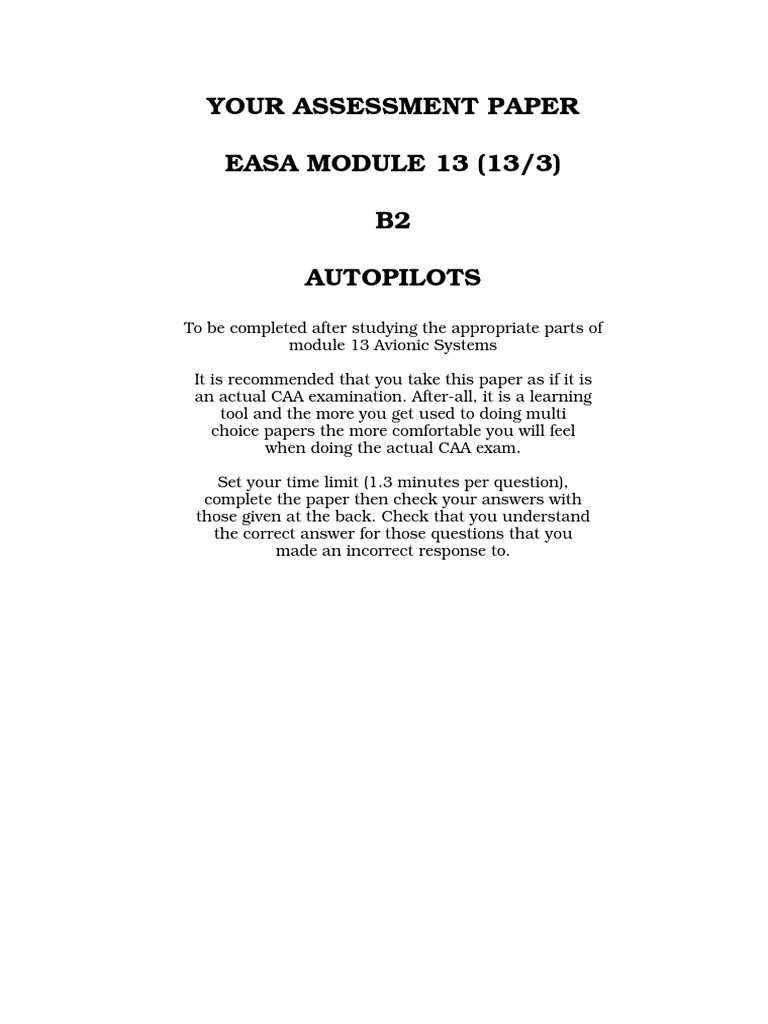 EASA Module 13 Autopilot Exam | PDF | Flight Control Surfaces ...