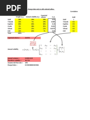 Excel Modeling of Portfolio Variance