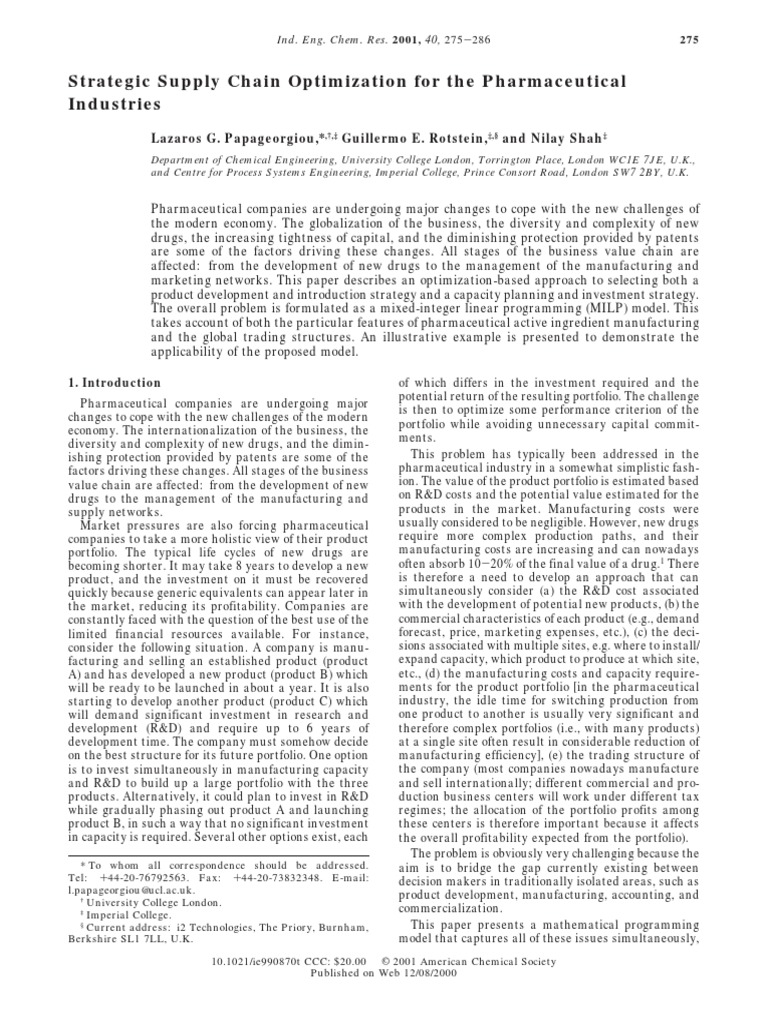 Strategic Supply Chain Optimization For PDF | PDF | Prices | Cost