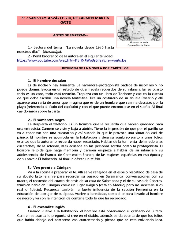 El Cuarto De Atras Resumen Por Capitulos Apuntes Cuarto de Atras | PDF | Novelas | Fantasía