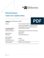 University of Wolverhampton Tuition Fee Liability Policy