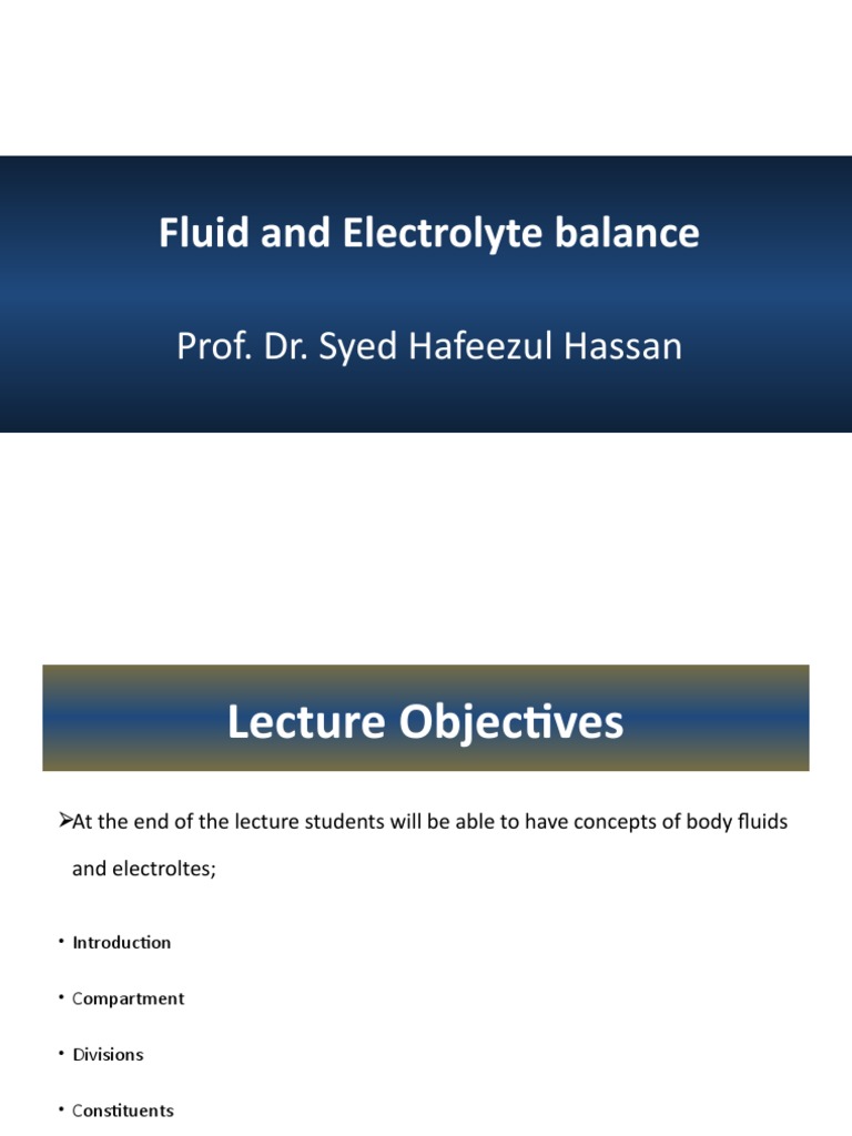 Fluid and Electrolyte Balance Overview | PDF | Homeostasis | Electrolyte