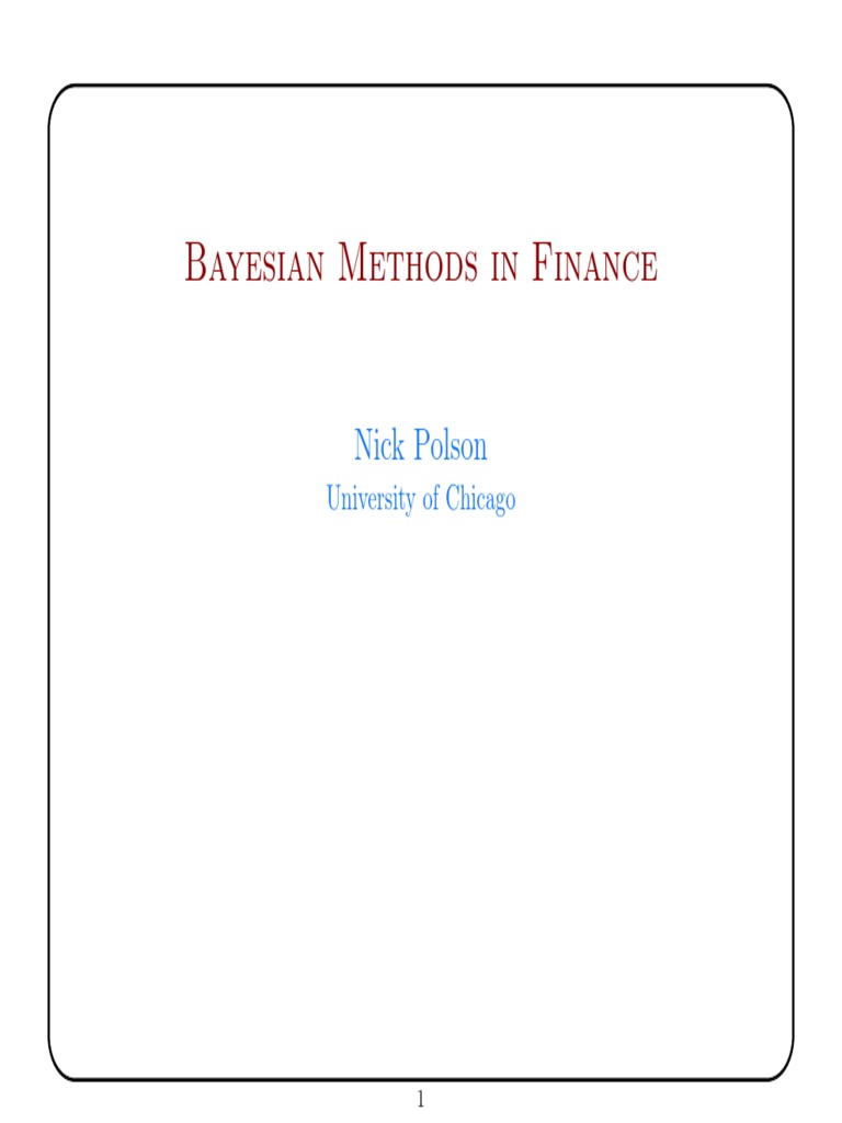 Bayesian methods in finance nick polson pdf volatility finance