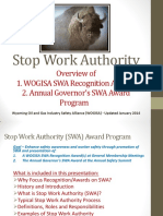 Stop Work Authority: Overview of 1. WOGISA SWA Recognition Awards 2. Annual Governor's SWA Award Program
