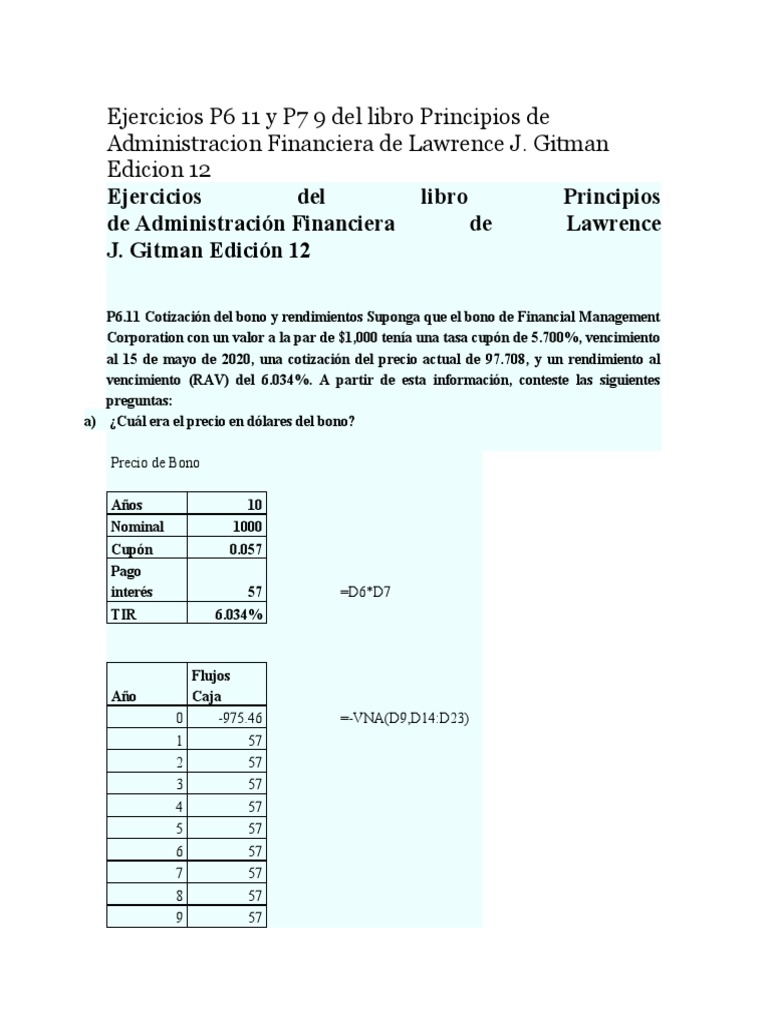 Ejercicios de Administración Financiera | PDF | Compartir (Finanzas ...
