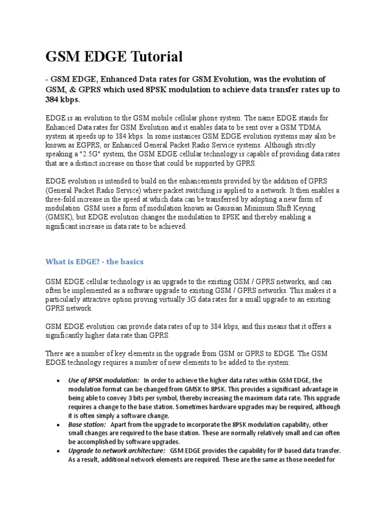 GSM EDGE Tutorial PDF General Packet Radio Service Radio
