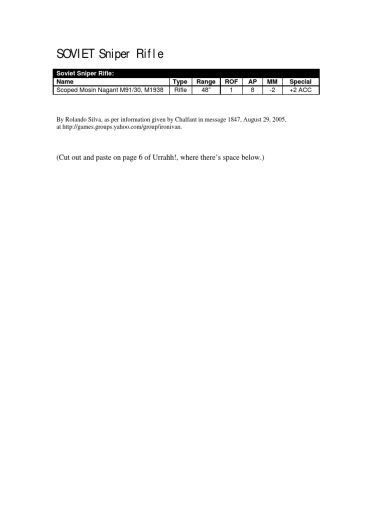 Soviet Sniper Rifle Specs | PDF