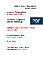 The Subject of The of The Report Public Utility Student Preparation