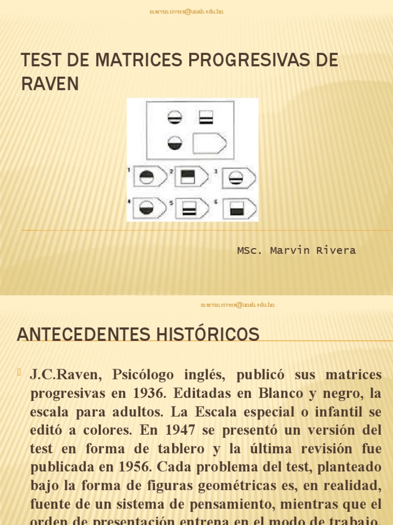 Test de Matrices Progresivas de Raven PDF Inteligencia Adultos