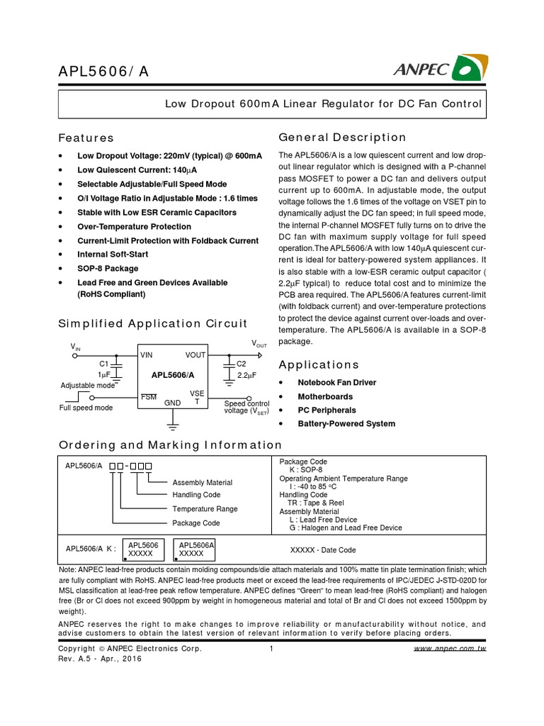 APL5606/A: Features General Description | PDF | Capacitor | Electronic ...