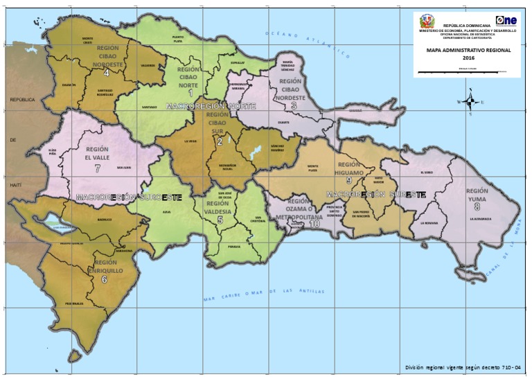 Mapa Administrativo Regional de RD | PDF | caribe | Antillas Mayores