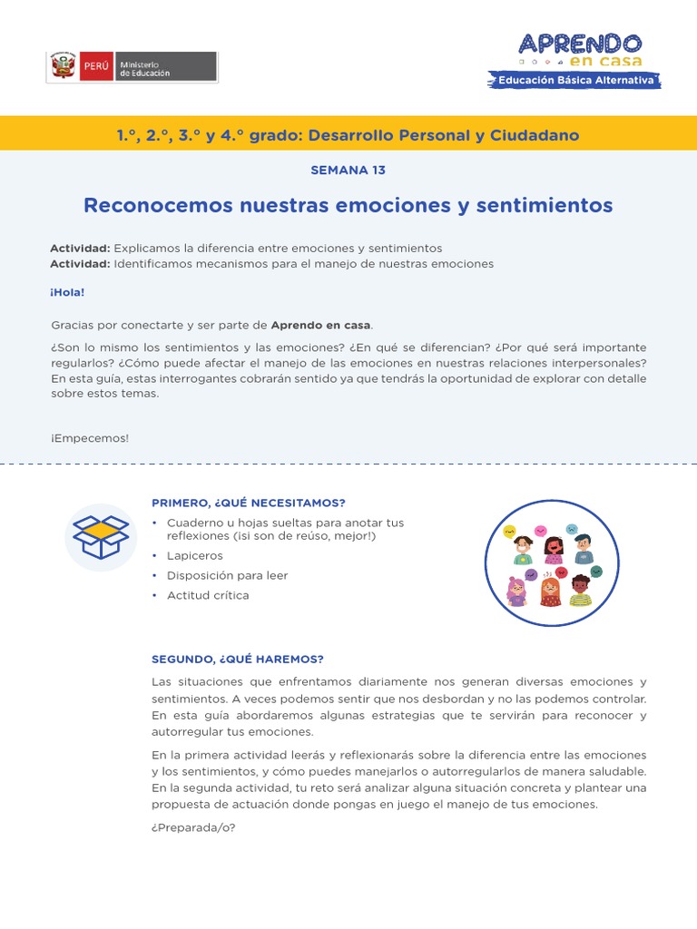 s13 Deba 1 4 Guia DPC PDF | PDF | Las emociones | Cognición