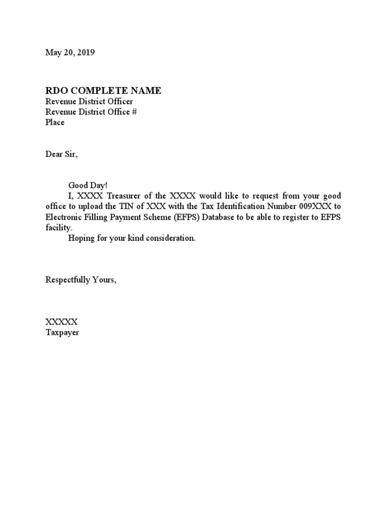Request to Upload TIN to EFPS Database | PDF | Finance & Money ...