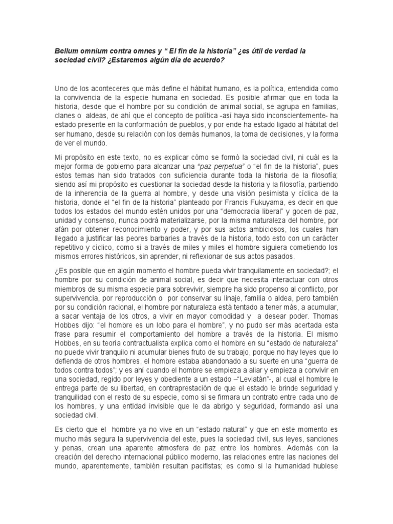 Bellum Omnium Contra Omnes | PDF | Paz | Thomas Hobbes