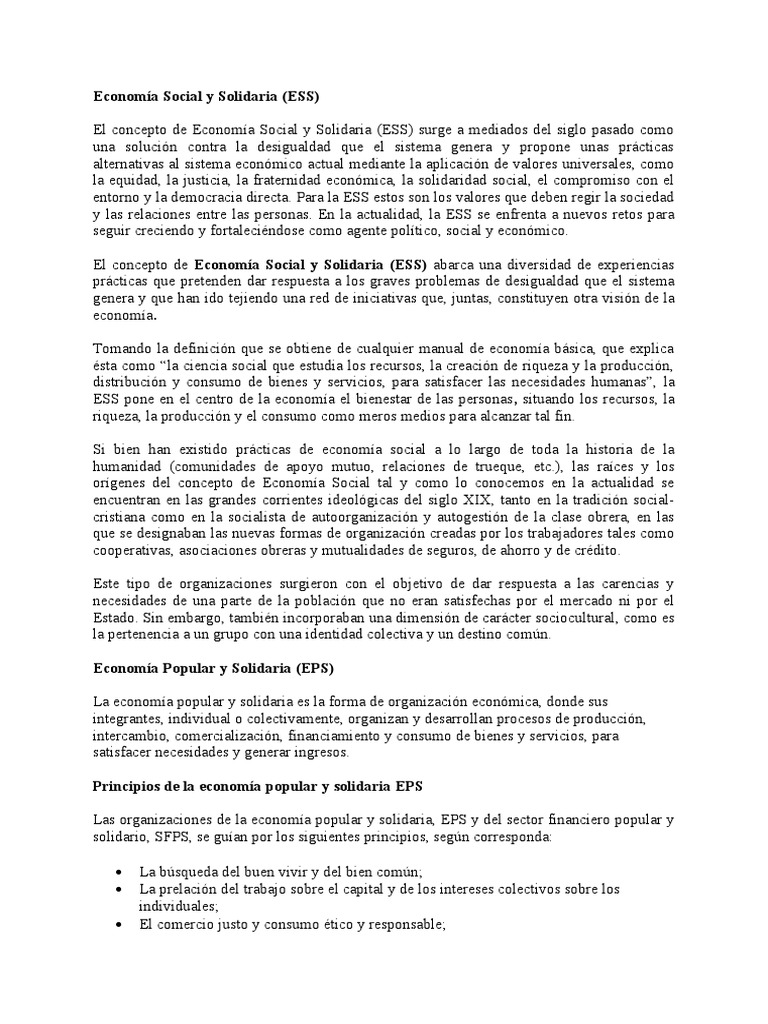 Explorando los conceptos y principios de la Economía Social y Solidaria ...
