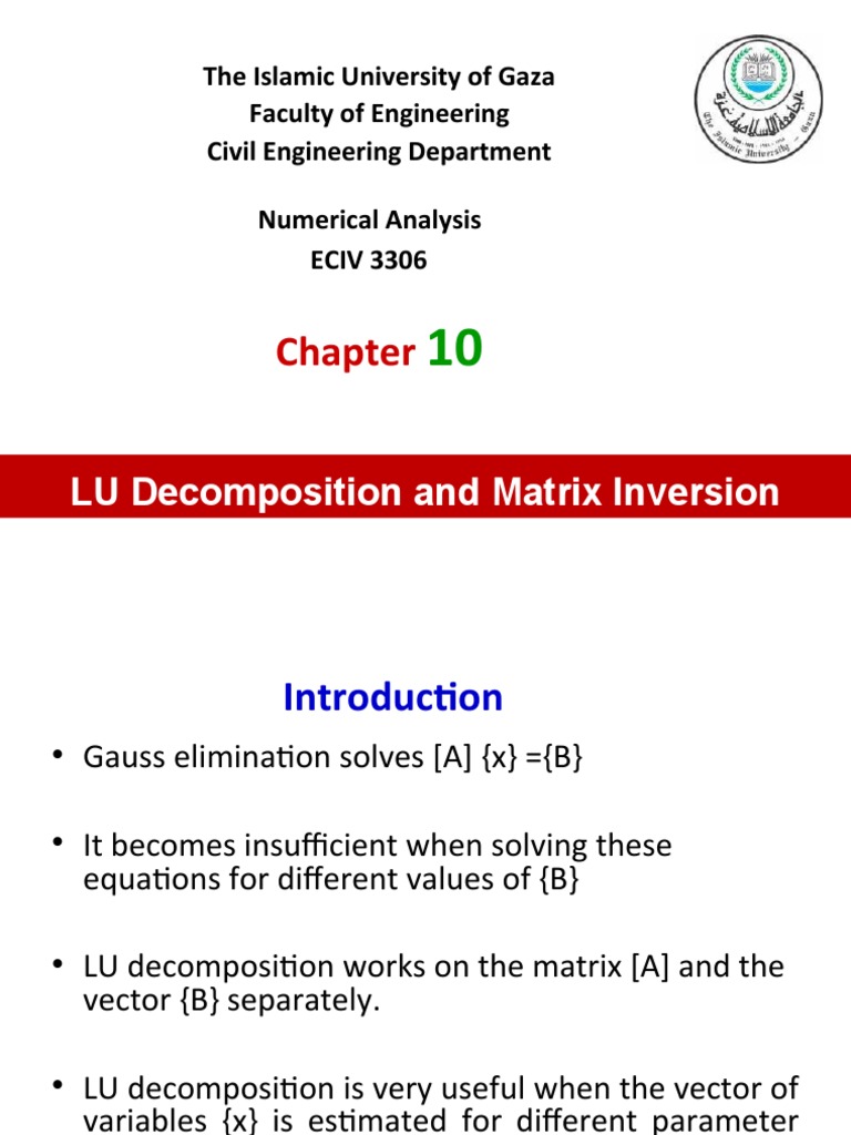 LU Decomposition and Matrix Inversion: Solving Systems of Linear ...