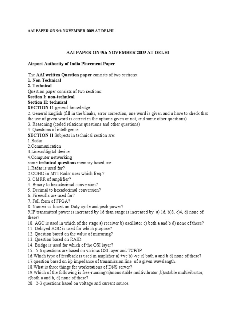 AAI Placement Paper Overview 2009 | PDF | Teaching Methods & Materials ...