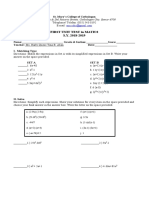 First Unit Test in Math 8 S.Y. 2018-2019: Corner Mabini & Del Rosario Streets, Catbalogan City, Samar 6700