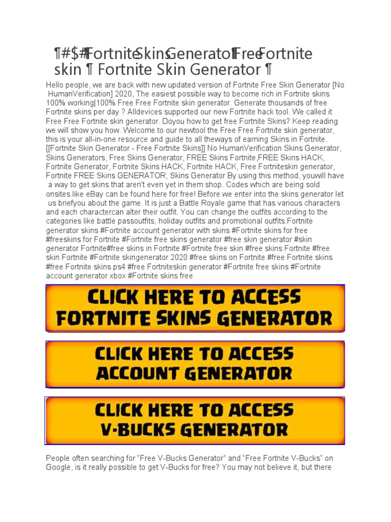 Fortnite Skin Generator Generate A Set Of Fortnite Skins PDF 1