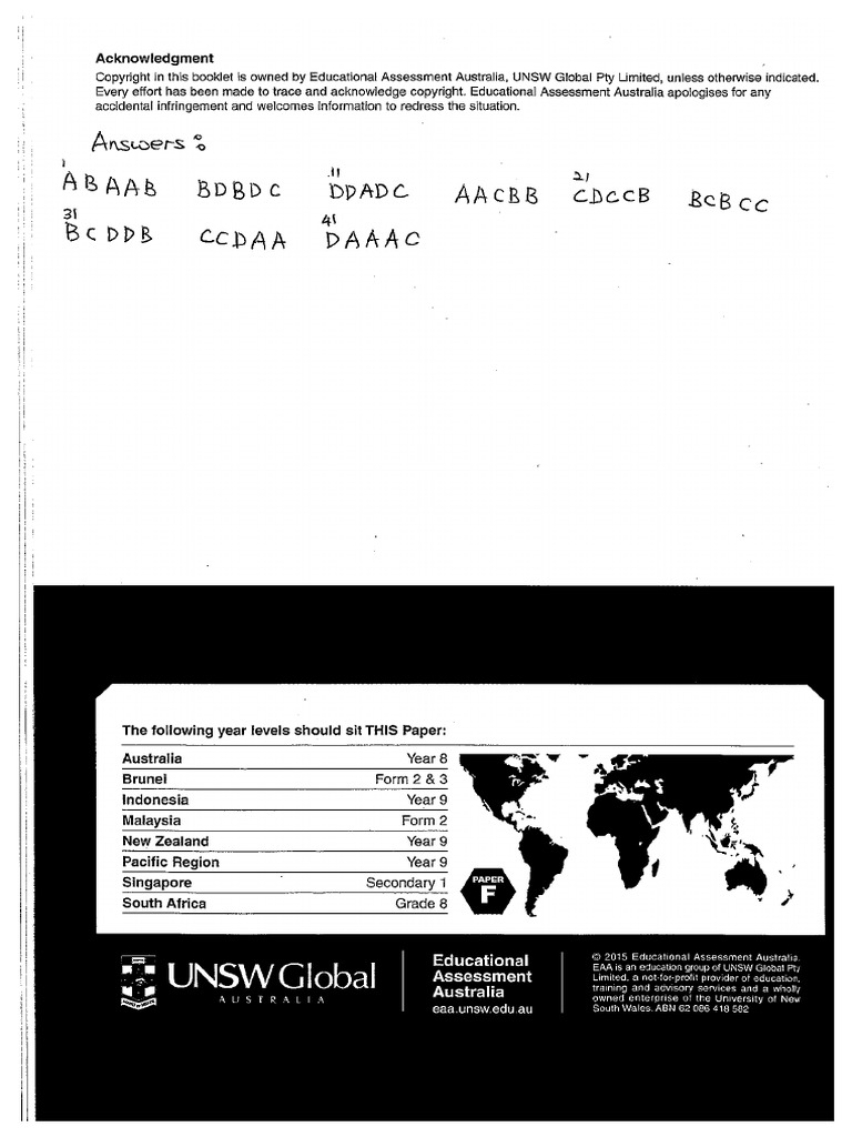 2015 ICAS Year 8 Science Answer PDF | PDF