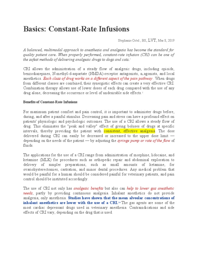Basics: Constant-Rate Infusions: Each Class of Drug Works On A ...