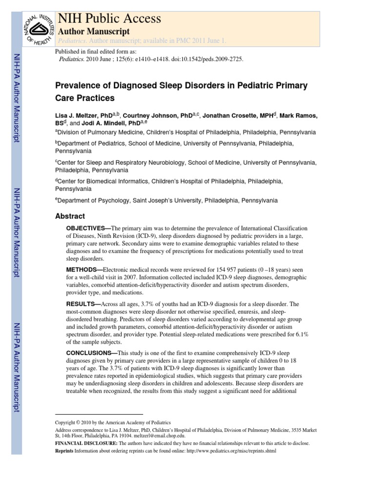 Prevalence of Sleep Disorder 1 (Y.2010) | PDF | Sleep Disorder | Sleep