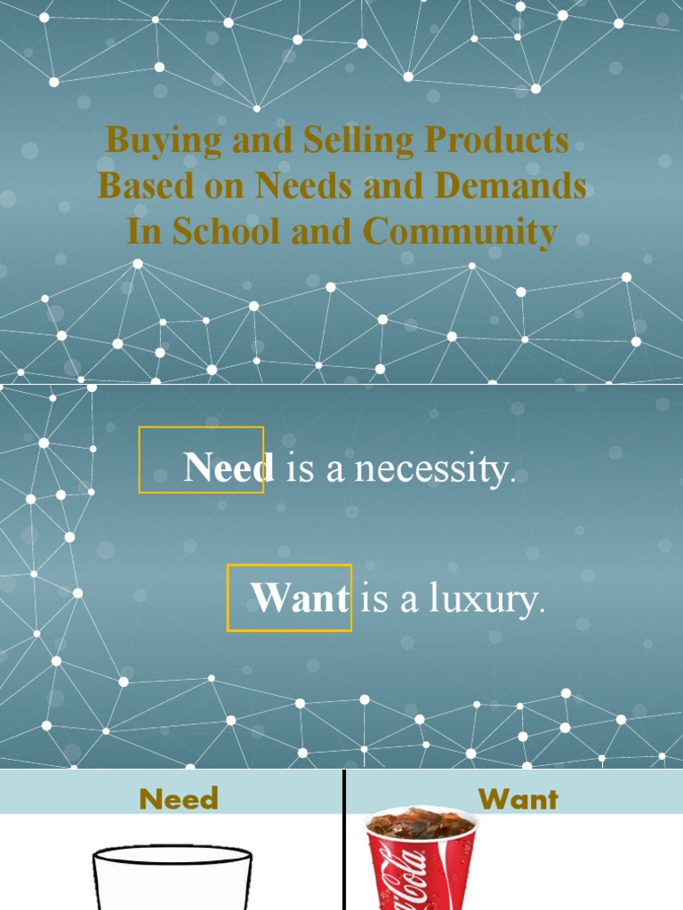 Buying and Selling Products Based On Needs and Demands in School and