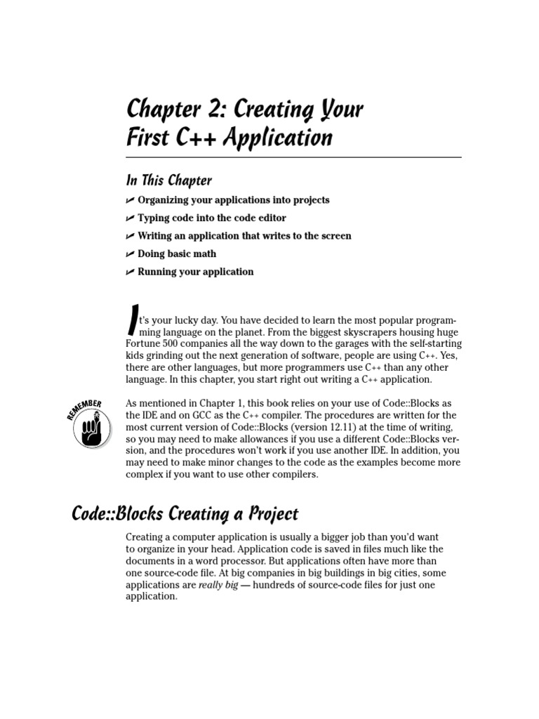 Chapter 2: Creating Your First C++ Application: Code::Blocks Creating A ...