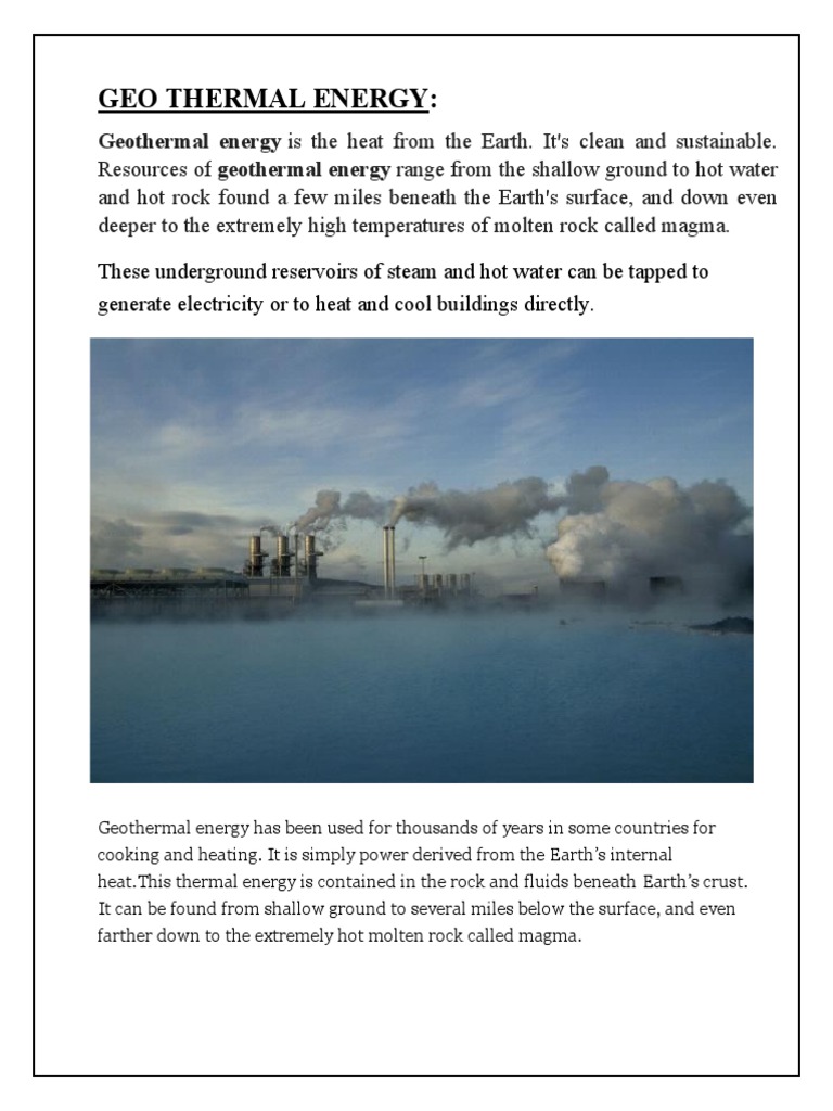 Geothermal Energy: Clean Earth Heat Source | PDF | Science & Mathematics