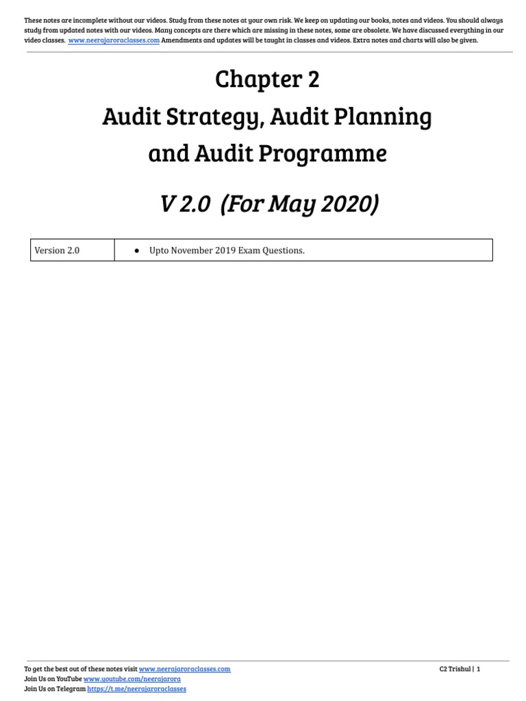 Audit Strategy and Planning Notes | PDF | Audit | Internal Control