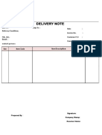 Delivery Note Template for Shipping Goods
